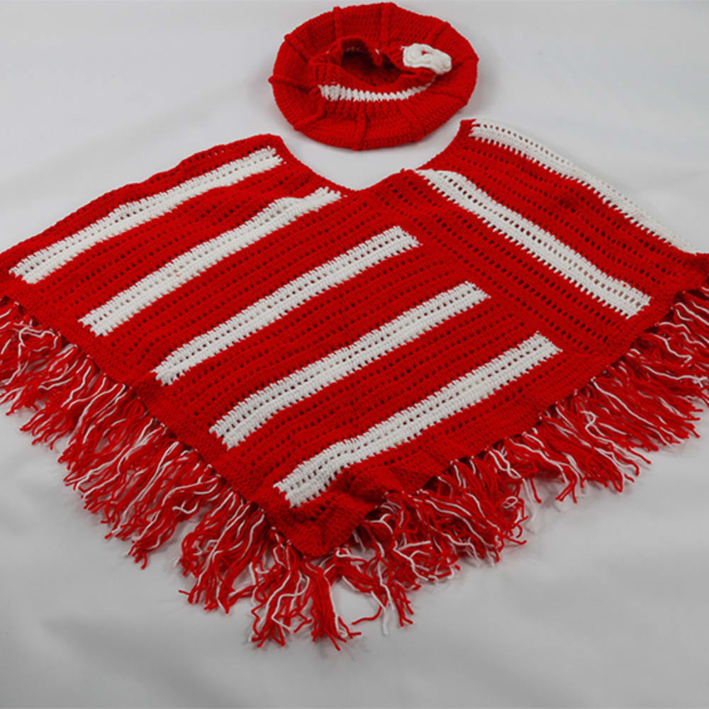Striped Lacey Poncho Set photo