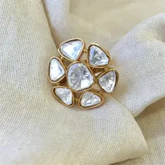 Moissanite Polki Goldplated Ring