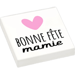 Brique Plaque - "Bonne Fête Mamie" coeur rose clair Lego personnalisé