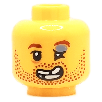 Homme - Visage jaune - Barbe marron casse-cou / rugbyman (1341) - Lego