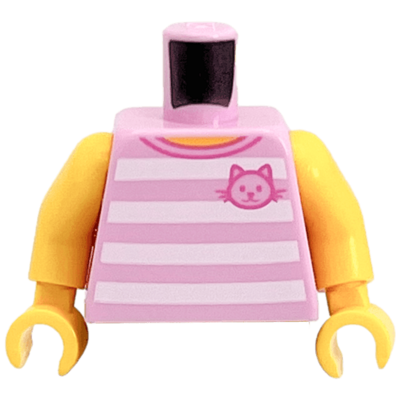 Tee-shirt à rayures blanc et rose avec motif tête de chat (3343) - Lego