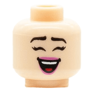 Femme - Visage beige - Rire rouge à lèvres rose yeux fermés (B1505)