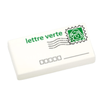 Figurine Personnalisée - Accessoire - Lettre verte - plaque Lego Imprimée, postier, facteur, métier, lettre verte, lettre prioritaire, factrice, briquestore-ZZ-AC-IMP-0416