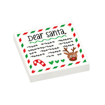 Figurine personnalisée - Lettre au Père Noël "Dear Santa" et dessins - brique Lego imprimée