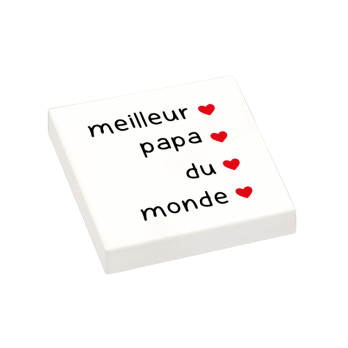 Figurine personnalisée - Plaque "Meilleur Papa du monde" avec coeur - plaque Lego personnalisée, fête des pères, cadeau mignon, bonne fête Papa, moustache