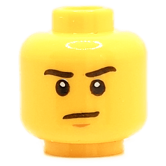 Homme - Visage jaune - Bouche fermée sourcils marron foncé (1350) - Lego