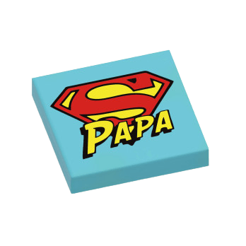 Figurine personnalisée - Plaque "Super Papa" bleu - plaque Lego personnalisée, fête des pères, superman, bonne fête Papa, papa super-héros