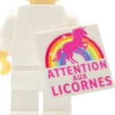 Panneau - Accessoires - Attention aux licornes (J016) - Plaque Lego personnalisée avec hanse