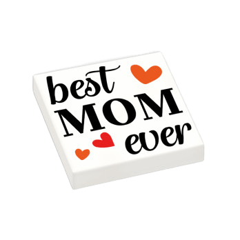 Figurine personnalisée - Plaque - "Best mum ever" coeur rouge - plaque Lego personnalisée, fête des mères, mother's day, bonne fête maman