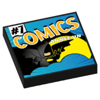 Figurine personnalisée -Lecture - BD Comics "L'homme Chauve-Souris" - plaque lego imprimée, Briquestore-ZZ-AC-IMP-0673