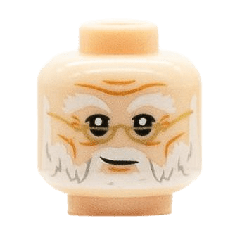 Homme - Visage beige - Agé barbe blanche et lunettes (B1611)