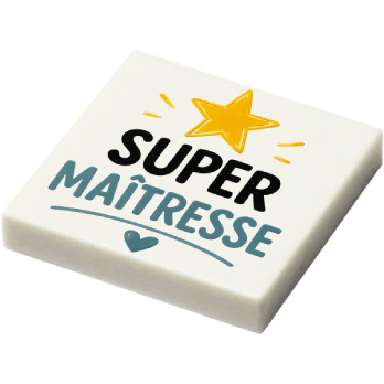Plaque - "Super maîtresse" (R069) - plaque Lego imprimée