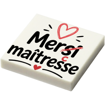 Plaque - "Merci maîtresse avec une faute d'orthographe" (R068) - plaque Lego imprimée