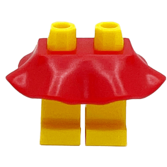 Jambes adulte accessoire jupette rouge uni et jambes jaunes - Les Portraits de Felie