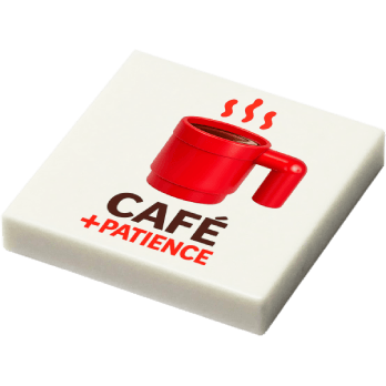 Plaque - "Café + patience" (R100) - plaque Lego imprimée