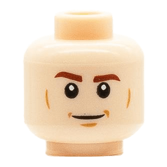 Homme - Visage beige - Sourire en coin sourcils épais bruns (B1601)