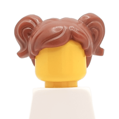 Cheveux mi-longs châtain foncé - deux couettes (2308) - Lego