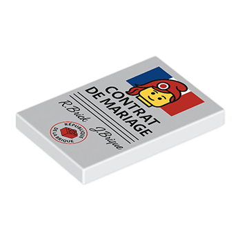 Accessoire - Contrat de Mariage - plaque lego imprimée - création originale Les Portraits de Felie