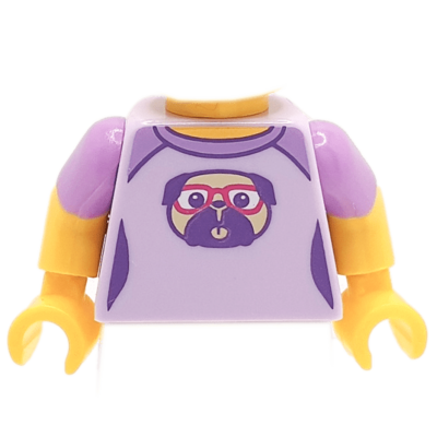 Tee-shirt violet manches courtes dessin chien à lunettes (femme) (3349) - Lego