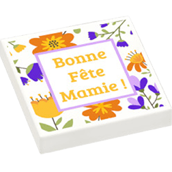 Brique Plaque - "Bonne Fête Mamie" fleurs Lego personnalisé