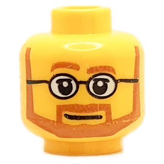 Homme - Visage jaune - Barbe marron et lunettes (1329) - Lego