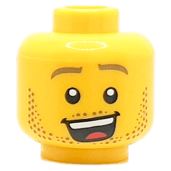 Homme - Visage jaune - Barbe blond - châtain clair souriant (1348) - Lego