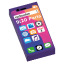 High Tech - Smartphone Violet - plaque lego imprimée, briquestore-ZZ-AC-IMP-0665, adolescente, ado, ados, téléphone, telephone portable, smartphone, bigot