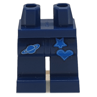 Figurine personnalisée - Jambes adulte jean bleu foncé motifs étoiles planète et coeur (4221) -Lego