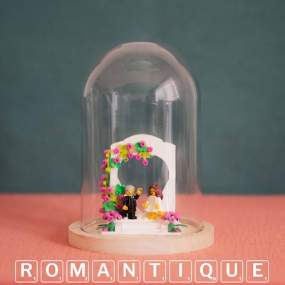 Cake Topper Lego figurines mariés personnalisés robe personnalisée Arche romantique fleurs coeur (1)