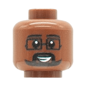 Homme - Visage Marron Foncé - Barbu souriant et lunettes (MF1600)