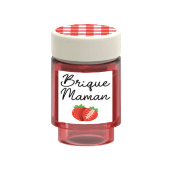 Figurine personnalisée, Aliment - Confiture à la fraise "Brique Maman" - Brique Lego imprimée