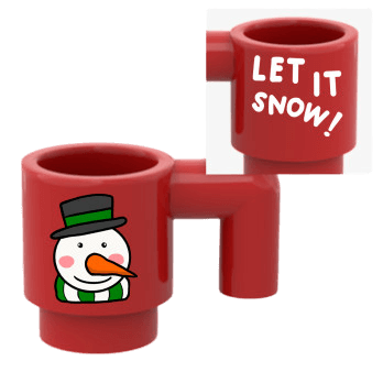 Figurine personnalisée - Boisson - tasse de Noël recto-verso bonhomme de neige et "Let Is Snow" - brique Lego imprimée