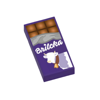 Aliment - Barre chocolatée «Brilcka» - Plaque Lego imprimée, minifigurines, minifig, chocolat, Milka, vache