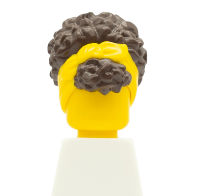 Cheveux longs frisés noir - chignon et bandana jaune (2333) - Lego