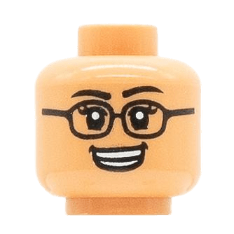Femme - Visage Marron Clair - Sourire avec les dents et lunettes (MC1501)