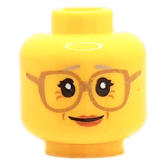 Femme - Visage jaune - Agée et lunettes (1228) - Lego