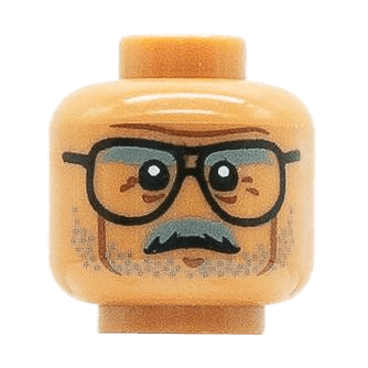  Homme - Visage marron - Agé moustache grise et grosses lunettes (M1609)