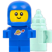 col414 bébé Lego Astronaute mignon, Bébé jaune - tenue astronaute avec casque et biberon - Lego