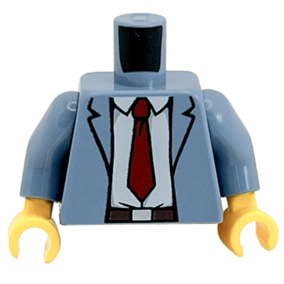 Veste de costard gris bleuté et cravate rouge Bordeaux (3104) - Lego