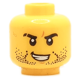 Homme - Visage jaune - Barbe noire souriant (1351) - Lego