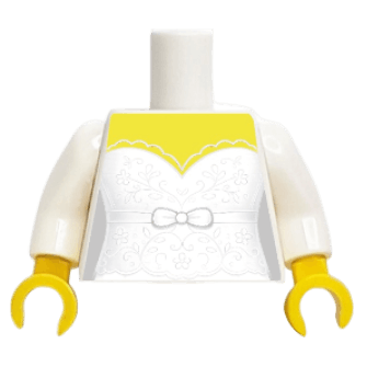 Robe de mariée noeud et fleurs (3121) - corps Lego imprimé - création originale Les Portraits de Felie - compatible avec minifigurine Lego