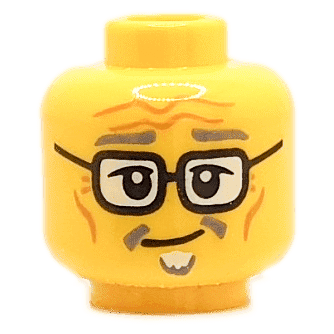 Homme - Visage jaune - Agé sourcils gris et lunettes (1321) - Lego