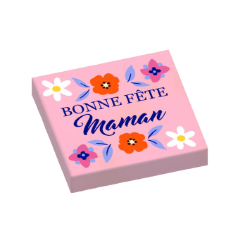 Figurine personnalisée - Plaque - "Bonne Fête Maman" fleurs colorées - plaque Lego personnalisée, fête des mères, minifig, minifigurines