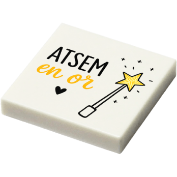 Plaque - "ATSEM en Or" (R070) - plaque Lego imprimée