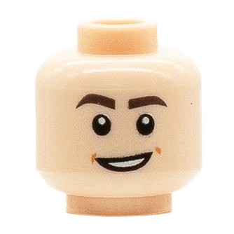 Homme - Visage beige - Petit sourire en coins avec les dents (B1604)