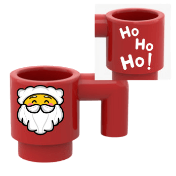Figurine personnalisée, Boisson - tasse de Noël  recto-verso Père Noël et et "Ho Ho Ho" - brique Lego imprimée