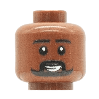 Homme - Visage Marron Foncé - Barbu souriant (MF1601)