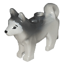 Cadre briques Lego Chien - taille grande type Husky blanc & gris    