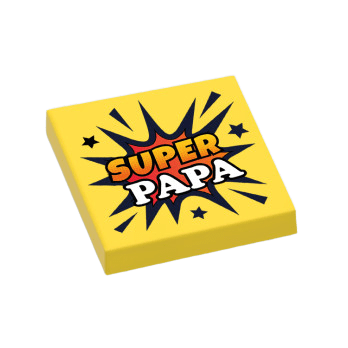 Figurine personnalisée - Plaque "Super Papa" jaune - plaque Lego personnalisée, fête des pères, superman, bonne fête Papa, papa super-héros