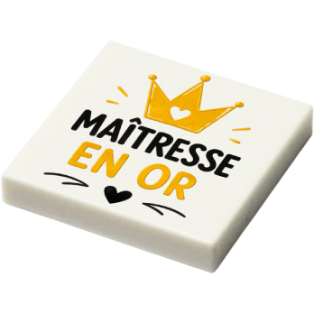 Plaque - "Maîtresse en or" (R065) - plaque Lego imprimée